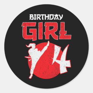 Karate Taekwondo 4 Years Old Birthday Martial Arts Classic Round Sticker