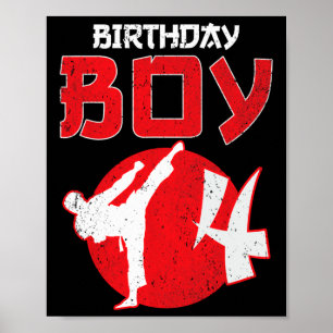 Karate Taekwondo 4 Years Old Birthday Martial Arts Poster