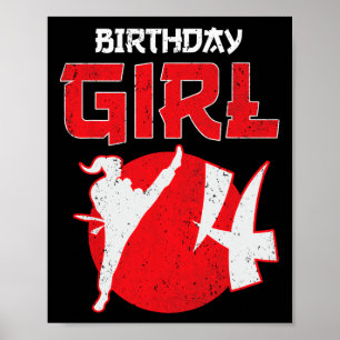 Karate Taekwondo 4 Years Old Birthday Martial Arts Poster