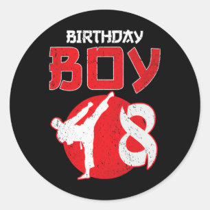 Karate Taekwondo 8 Years Old Birthday Martial Arts Classic Round Sticker