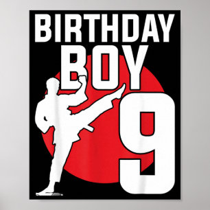 Karate Taekwondo 9 Years Old Birthday Martial Arts Poster