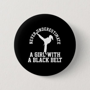 Karate Taekwondo Blackbelt Girl 6 Cm Round Badge