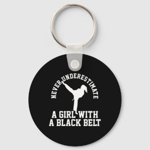 Karate Taekwondo Blackbelt Girl Key Ring