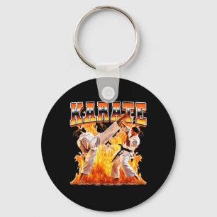 Karate Taekwondo Flames 90s Bootleg Style Key Ring