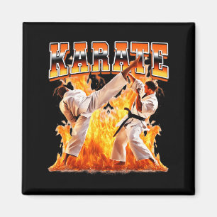 Karate Taekwondo Flames 90s Bootleg Style Magnet