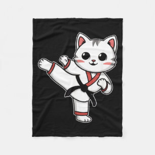 Karate Taekwondo Funny Cat Jiu Jitsu Women Girls Fleece Blanket