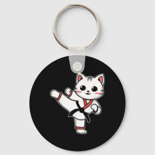 Karate Taekwondo Funny Cat Jiu Jitsu Women Girls Key Ring