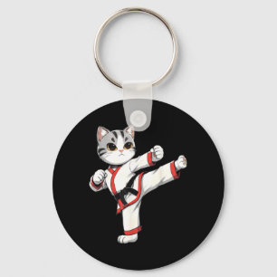 Karate Taekwondo Funny Cat Jiu Jitsu Women Kids Key Ring