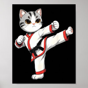 Karate Taekwondo Funny Cat Jiu Jitsu Women Kids Poster