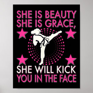 Karate Taekwondo Girl Women Karate Kick Poster