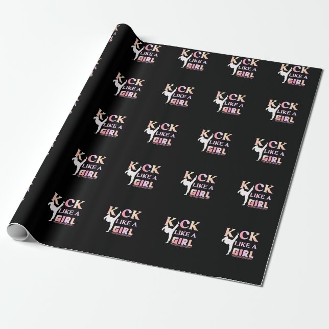 Karate Taekwondo Jiu Jitsu Girl Fighting Fun Wrapping Paper (Unrolled)