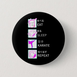 Karate Taekwondo Ju-Jutsu Kung-Fu EAT Sleep Karate 6 Cm Round Badge