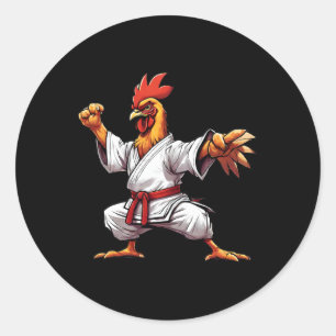 Karate Taekwondo Judo Kung Fu Chicken Rooster Gift Classic Round Sticker