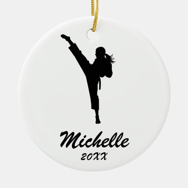 Karate / Taekwondo / judo Personalised Christmas  Ceramic Ornament (Front)