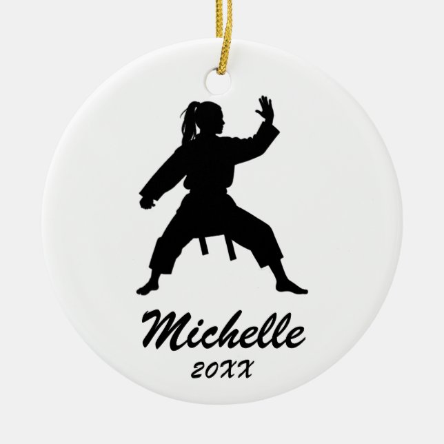 Karate / Taekwondo / judo Personalised Christmas  Ceramic Ornament (Front)