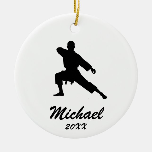 Karate / Taekwondo / judo Personalised Christmas Ceramic Ornament (Front)