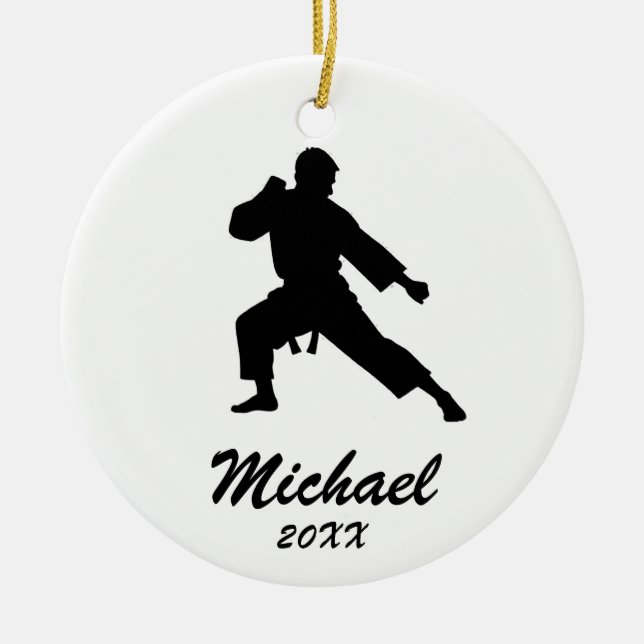 Karate / Taekwondo / judo Personalised Christmas Ceramic Ornament (Front)