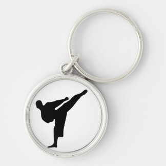 Karate / Taekwondo Kick Silhouette Round Keychain