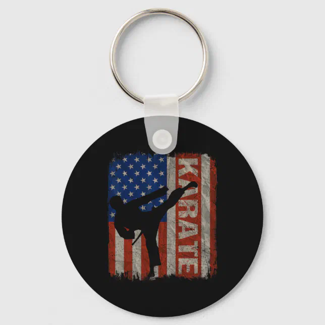 Karate Taekwondo Usa American Flag Vintage 4th Of Key Ring | Zazzle