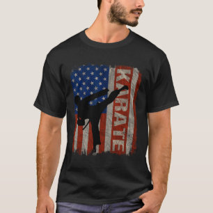 Karate Taekwondo Usa American Flag Vintage 4th Of T-Shirt