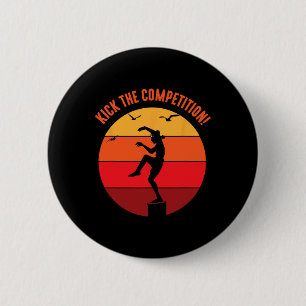 Karate Teen Kid Vintage Sunset On Pacific Ocean Be 6 Cm Round Badge