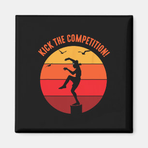 Karate Teen Kid Vintage Sunset On Pacific Ocean Be Magnet