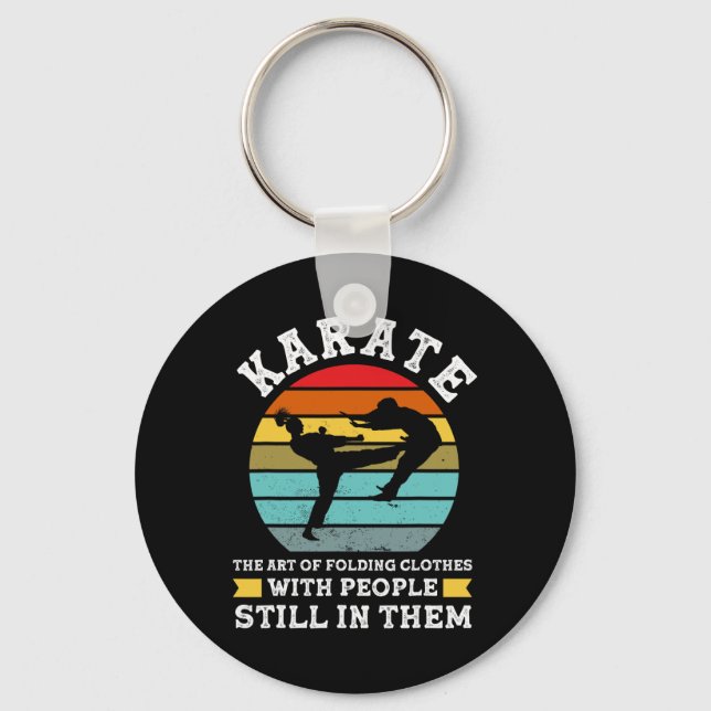 Karate The Art Of Folding Clothes Martial Arts  Key Ring (Front)