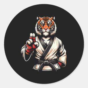 Karate Tiger Fierce Discipline Champion 1 Classic Round Sticker