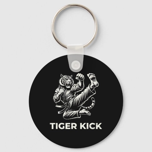 Karate Tiger Kick Fierce Martial Arts  Key Ring (Front)