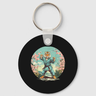 Karate Tiger Sakura Flowers Jiu-Jitsu Judo Tiger Key Ring