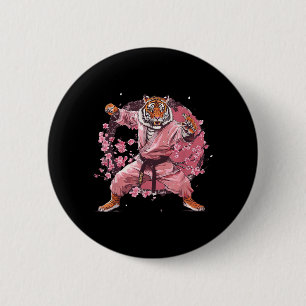 Karate Tiger Sakura Flowers Jiu-Jitsu Taekwondo 6 Cm Round Badge