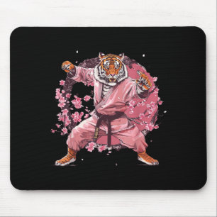 Karate Tiger Sakura Flowers Jiu-Jitsu Taekwondo Mouse Pad