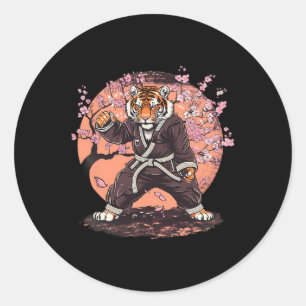 Karate Tiger Sakura Flowers Taekwondo Jiu-jitsu Ju Classic Round Sticker