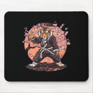 Karate Tiger Sakura Flowers Taekwondo Jiu-jitsu Ju Mouse Pad