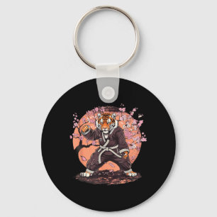 Karate Tiger Sakura Flowers Taekwondo Jiu-Jitsu Key Ring