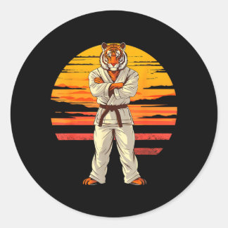 Karate Tiger Sunset Jiu-Jitsu Taekwondo Mma Tiger Classic Round Sticker