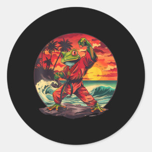 Karate Toad Judo Mma Sunset Kickboxing Taekwondo Classic Round Sticker