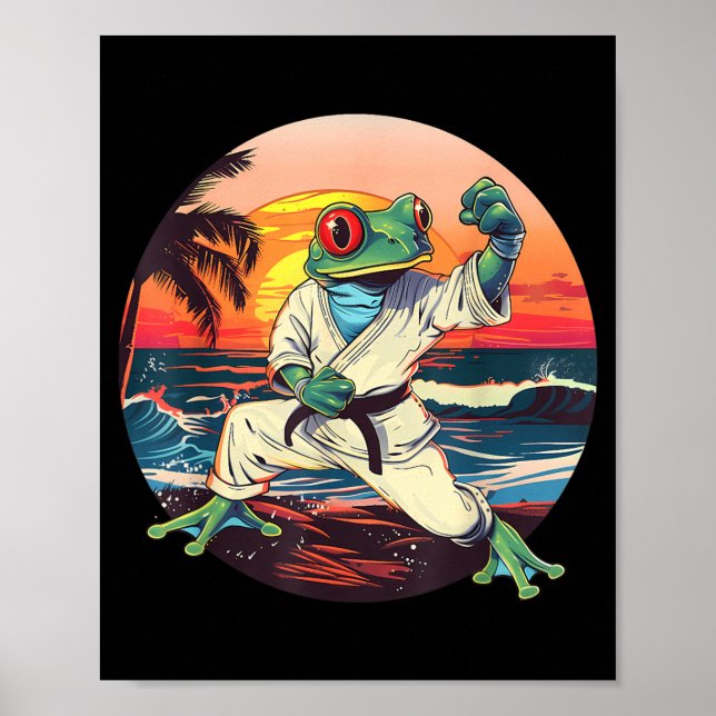 Karate Toad Sunset Beach Taekwondo Toad Lover Poster (Front)