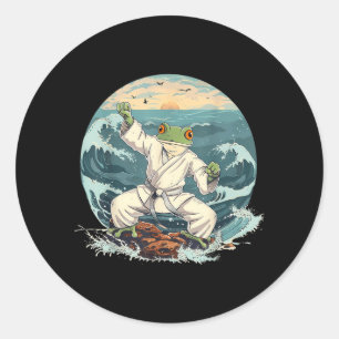 Karate Toad Taekwondo Beach Sunset Martial Arts Classic Round Sticker