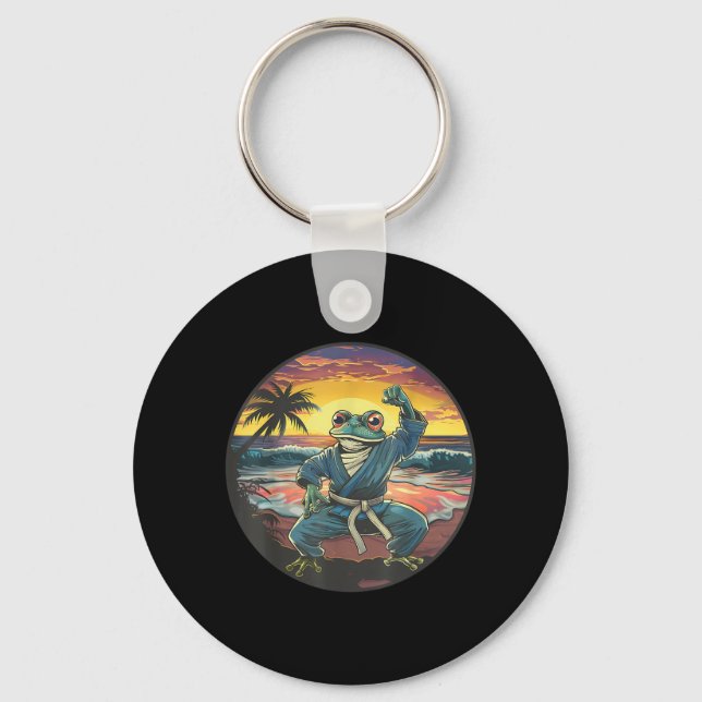 Karate Toad Taekwondo Toad Lover Sunset Beach Key Ring (Front)