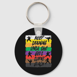 Karate Training Belt Turns Black Martial Arts Men Key Ring