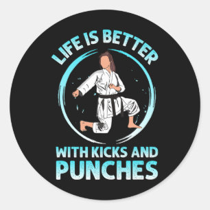 Karate Training Punches Black Belt Sport Martial A Classic Round Sticker
