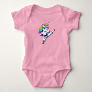 Karate unicorn baby bodysuit