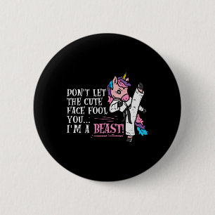 Karate Unicorn Cute Face Beast Taekwondo Martial A 6 Cm Round Badge