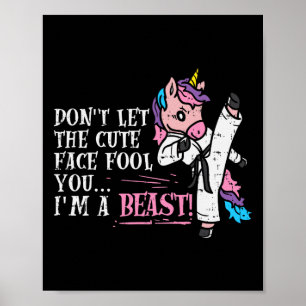Karate Unicorn Cute Face Beast Taekwondo Martial A Poster