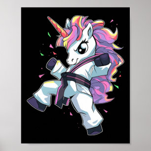 Karate Unicorn Girl Martial Arts Taekwondo Kickbox Poster