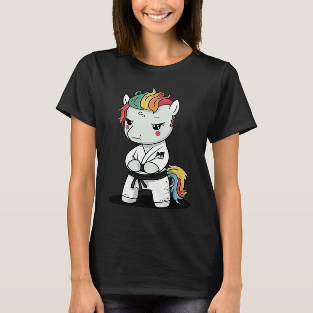 Karate Unicorn in Keikogi  Japanese Karateka T-Shirt (Front)