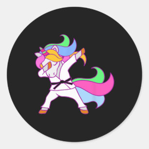 Karate Unicorn Karatecorn Girls Classic Round Sticker