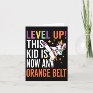 Karate Uniform Unicorn Level Up Orange Belt Award Card