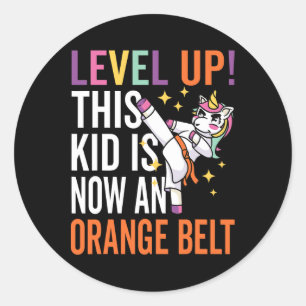 Karate Uniform Unicorn Level Up Orange Belt Award Classic Round Sticker